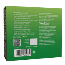 Load image into Gallery viewer, WOW Skin Science Luxuriant Aloe Vera Kit - Rakshabandhan Special - Contains Aloe Vera Body Lotion, Soothing Gel, Face Wash, Peel Off Mask & Body Wash - 750 ml