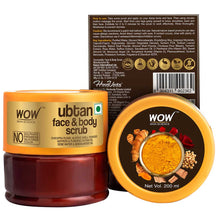 Load image into Gallery viewer, WOW Skin Science Ubtan Face & Body Scrub with Chickpea Flour, Almond Shell Powder, Safron & Turmeric Extracts, Rose Water & Sandalwood Oil Scrub - 200 ml